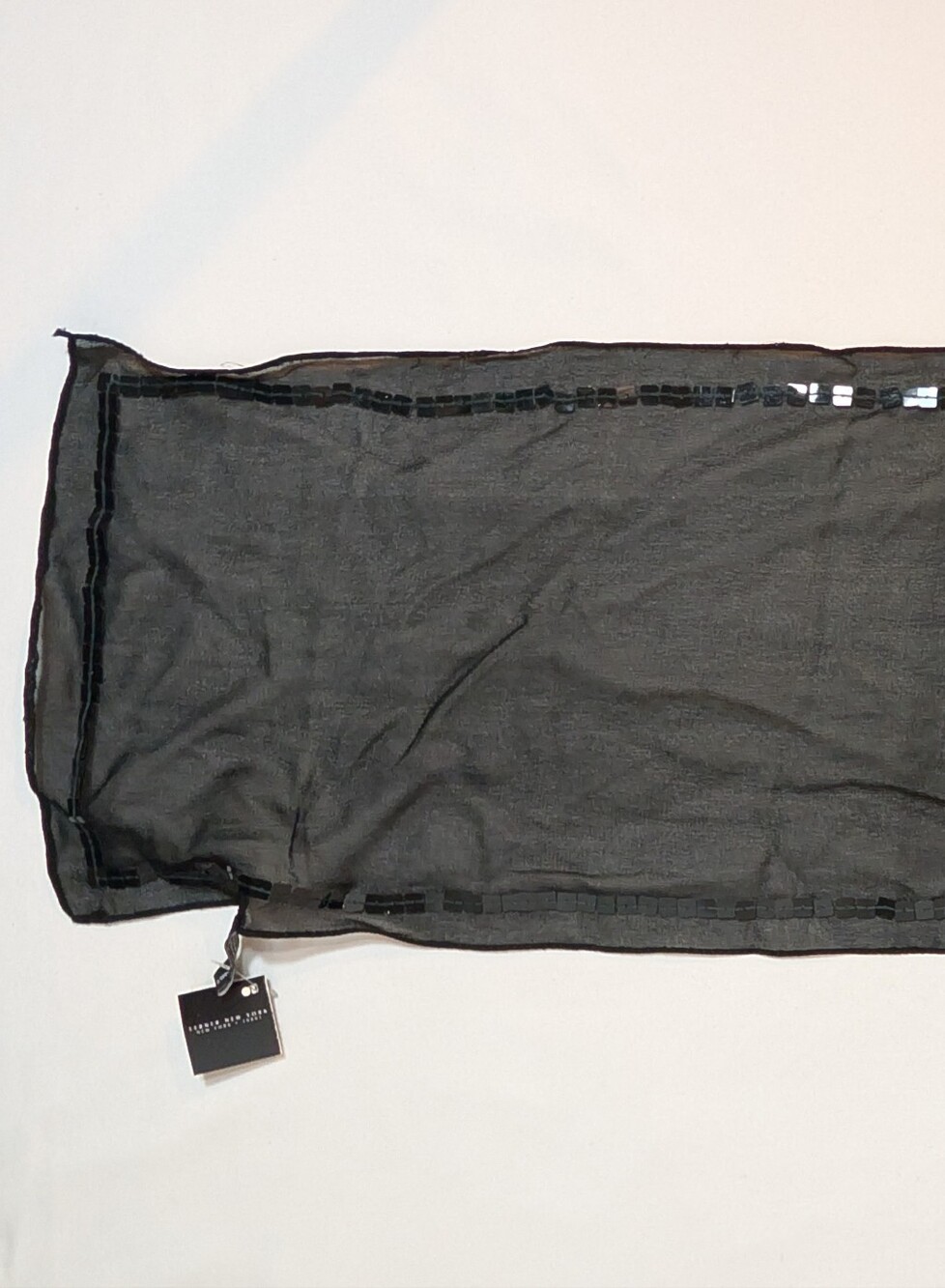 New York & Company Black Sheer Fashion Scarf Scarves Sequin Sequins Sequined